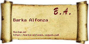 Barka Alfonza névjegykártya